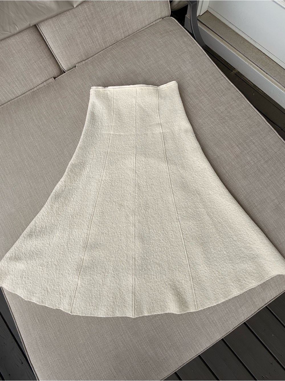 Zara Cream A-Line Textured Skirt